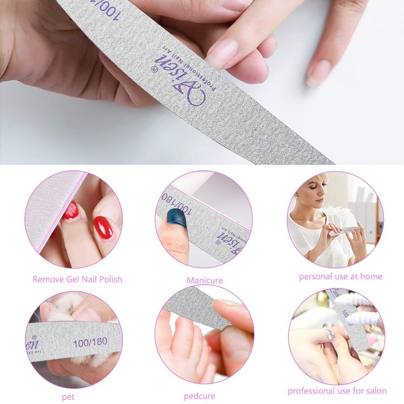 Jutoe 25 Pcs 100/180 Grit Nail Files, Washable Double Sided, Professional Emery Boards for Acrylic, Gel, Natural Nails, Salon & Home Use - Image 5